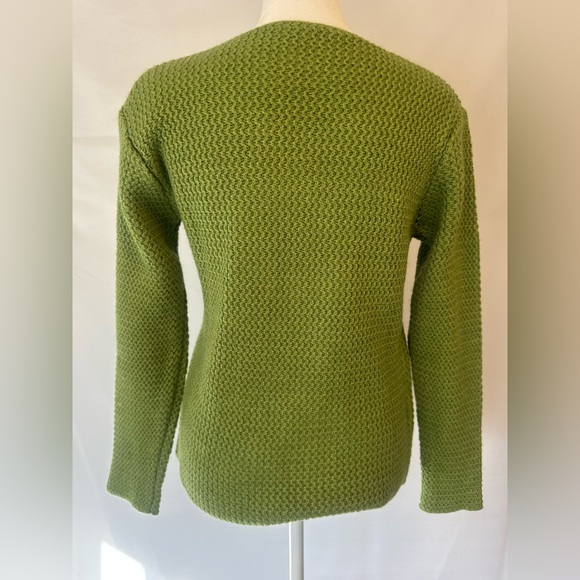 Avorwe size 42 green tailored sweater, gold button detail front/faux pockets - Picture 2 of 12